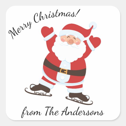 Schaatsen Sinterklaas"Aangepast Vierkante Sticker (Voorkant)