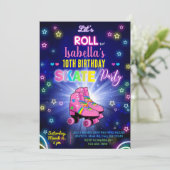 Schaatsen skates meisje verjaardagsuitnodiging. kaart (Staand voorkant)