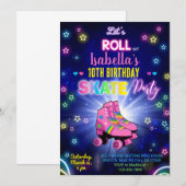 Schaatsen skates meisje verjaardagsuitnodiging. kaart (Voorkant / Achterkant)