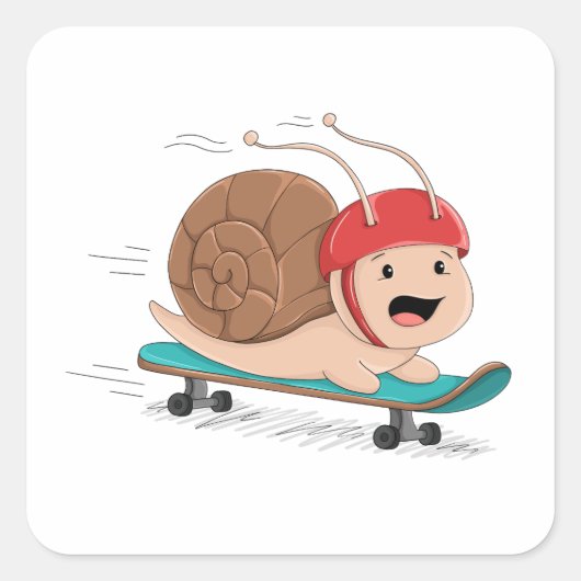 Schaatsen Slakken Cartoon Sticker (Voorkant)