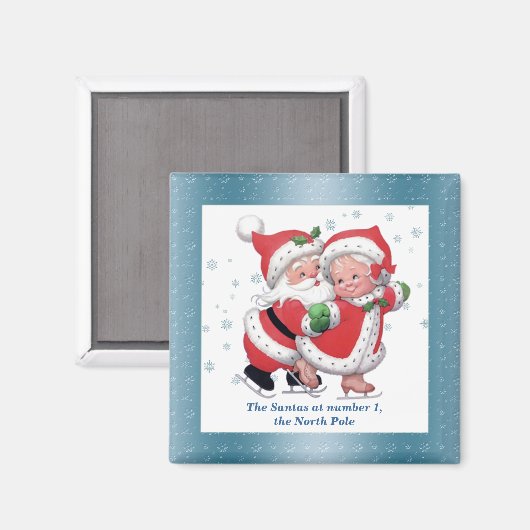 Schaatsen Sneeuwman en Sneeuwvrouw Magneet (Voorkant / Achterkant)