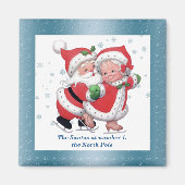 Schaatsen Sneeuwman en Sneeuwvrouw Magneet (Voorkant)