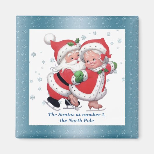 Schaatsen Sneeuwman en Sneeuwvrouw Magneet (Voorkant)