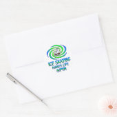 Schaatsen spins ronde sticker (Envelop)