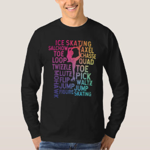Schaatsen thema regenboog typografie figuur Schaat T-shirt