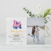 Schaatsen Twin Winter Verjaardag Schaats Over Over Aankondiging (Staand voorkant)