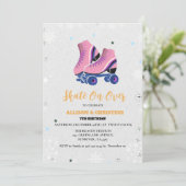 Schaatsen Twin Winter Verjaardag Schaats Over Over Aankondiging (Staand voorkant)