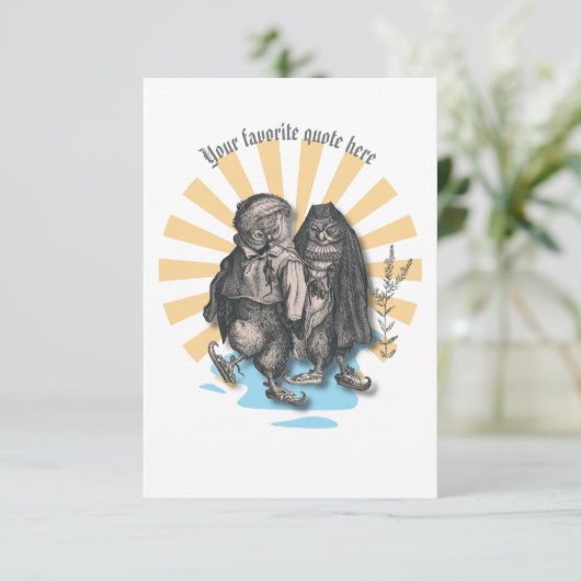 Schaatsen Uilen Retro Stijl Nostalgisch Ontwerp Bedankkaart (Staand voorkant)