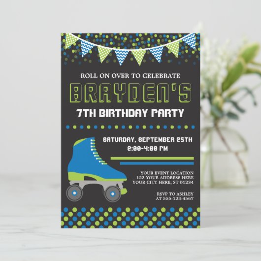 Schaatsen Uitnodiging | Schaats Verjaardag (Staand voorkant)