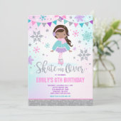 Schaatsen Uitnodiging Schaatsen Party Zilver (Staand voorkant)