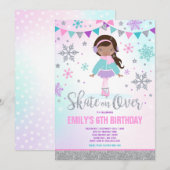 Schaatsen Uitnodiging Schaatsen Party Zilver (Voorkant / Achterkant)