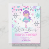 Schaatsen Uitnodiging Schaatsen Party Zilver (Voorkant)