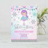 Schaatsen Uitnodiging Schaatsen Party Zilver (Staand voorkant)