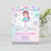Schaatsen Uitnodiging Schaatsen Party Zilver (Staand voorkant)