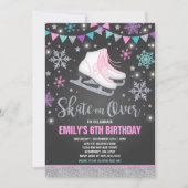 Schaatsen Uitnodiging Schaatsfeest Zilver (Voorkant)