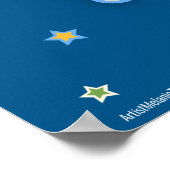 Schaatsen van de regenboogroller op blauw poster (Hoek)