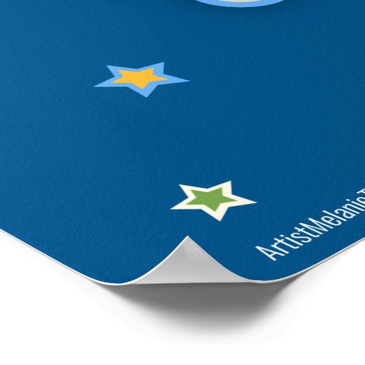 Schaatsen van de regenboogroller op blauw poster (Hoek)