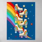Schaatsen van de regenboogroller op blauw poster (Voorkant)