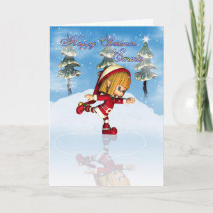 Schaatsen van het Elf van Emma het Happy Christmas Feestdagen Kaart
