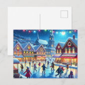 Schaatsen van het Kerstdorp Schaatsen Scène Schild Briefkaart (Voorkant / Achterkant)