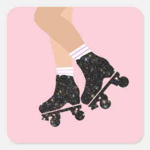 Schaatsen van het type Cool Universe Roller Derby  Vierkante Sticker