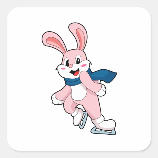 Schaatsen van konijn-ijsschaatsen vierkante sticker (Voorkant)