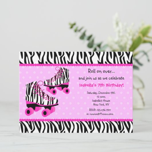 Schaatsen van Zebra Print Roller Kaart (Staand voorkant)