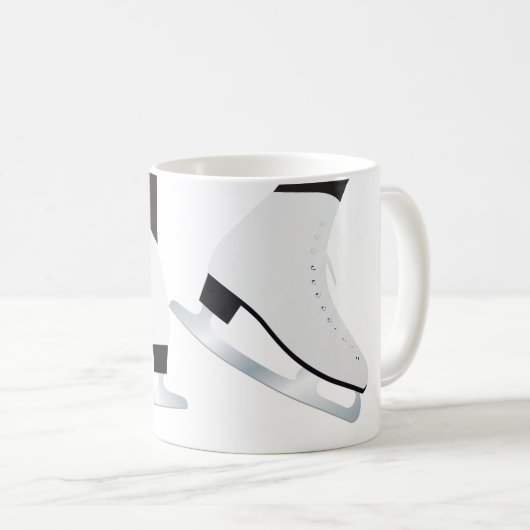 Schaatsen van zwart-wit ijs, afbeelding schaatsen koffiemok (Voorkant rechts)