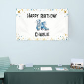 Schaatsen Verjaardag Blauw Goud Party Spandoek (Beurs)