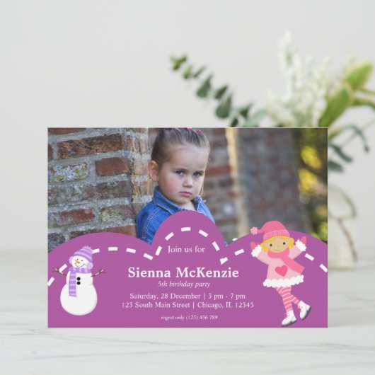 Schaatsen verjaardag kaart (Staand voorkant)