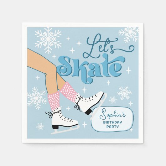 Schaatsen Verjaardag Winter Schaats Party Decor Servet (Voorkant)