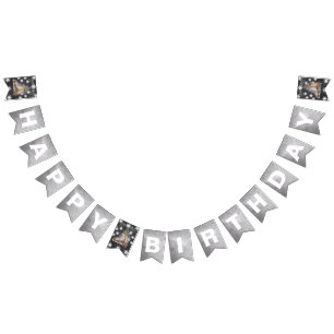 Schaatsen Verjaardag Zilveren Glitter Vlaggetjes