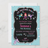 Schaatsen Verjaardagsfeest Meisjes Sneeuwvlokken Kaart (Voorkant)