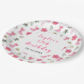 Schaatsen Verjaardagsfeest Roze Papieren Bordje (Gekanteld)