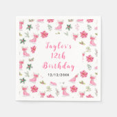 Schaatsen Verjaardagsfeest Roze Servet (Voorkant)