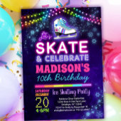 Schaatsen Verjaardagsfeestuitnodiging voor meisjes Kaart