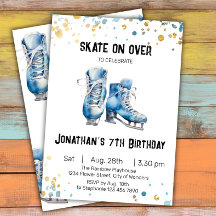 Schaatsen verjaardagsuitnodiging, schaatsfeest