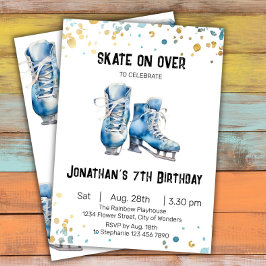 Schaatsen verjaardagsuitnodiging, schaatsfeest kaart
