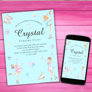 Schaatsen verjaardagsuitnodiging, schaatsfeest kaart