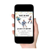 Schaatsen verjaardagsuitnodiging, schaatsfeest kaart