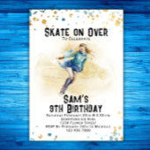 Schaatsen verjaardagsuitnodiging, schaatsfeest kaart