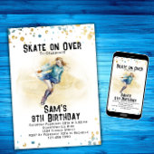 Schaatsen verjaardagsuitnodiging, schaatsfeest kaart