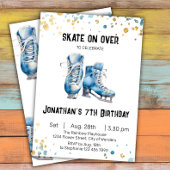 Schaatsen verjaardagsuitnodiging, schaatsfeest kaart