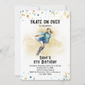 Schaatsen verjaardagsuitnodiging, schaatsfeest kaart (Voorkant)