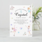 Schaatsen verjaardagsuitnodiging, schaatsfeest kaart (Staand voorkant)