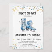 Schaatsen verjaardagsuitnodiging, schaatsfeest kaart (Voorkant)