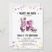 Schaatsen verjaardagsuitnodiging, schaatsfeest kaart (Voorkant)