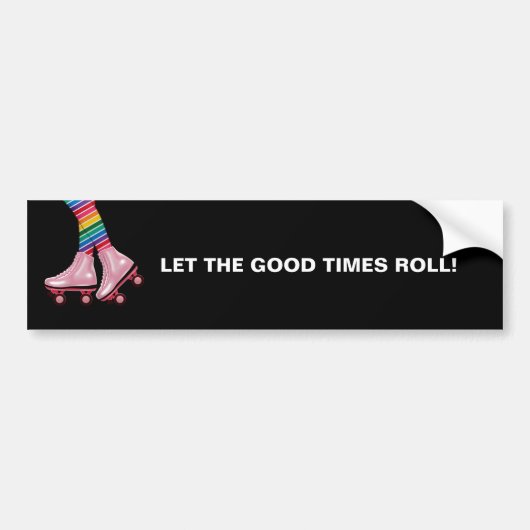Schaatsen voor kleurrijke regenboog en roze roller bumpersticker (Voorkant)