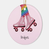 Schaatsen voor kleurrijke regenboog en roze roller keramisch ornament (Links)