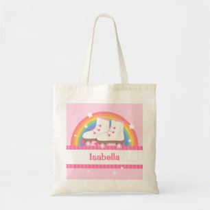 Schaatsen voor regenboogrollen voor meisjeskrater tote bag